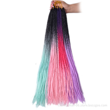 Hot Selling Cheap 24inch Ombre Black Blonde Senegalese Twists Synthetic Braiding Hair Extension Crochet Braid Twist For Women